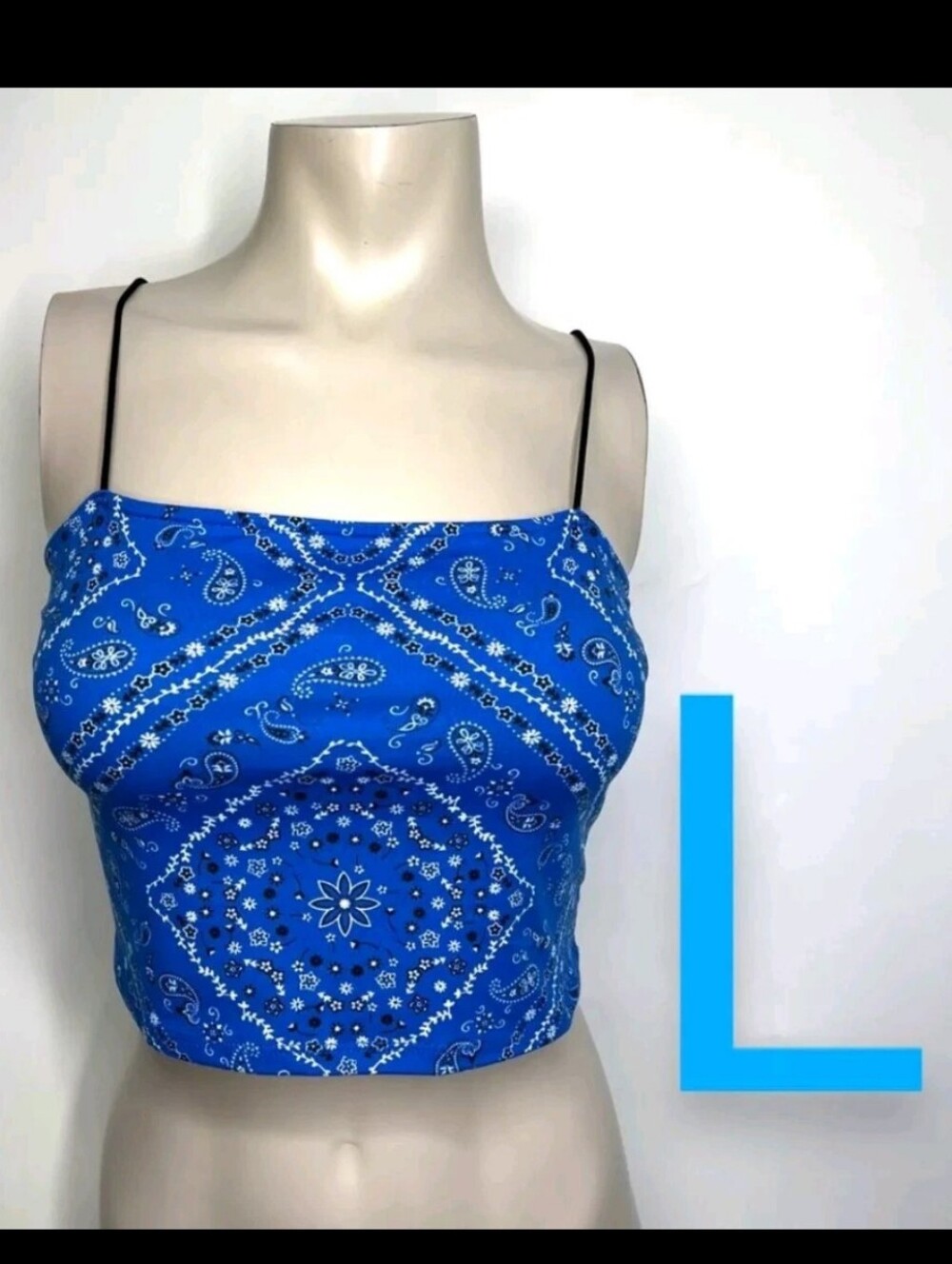 🆕Blue Bandana Print Cami Crop Top  Size L